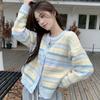 Женская свободная полосатая верхняя одежда в корейском стиле, универсальный легкий вязаный свитер-кардиган