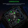 Luxury Square Transparent Skeleton Mens Watches Field Sports Rubber Band Mechanical Watch Luminous Waterproof Reloj Hombre 2024