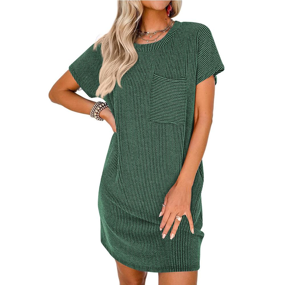 Women's Summer Casual Color Block Twist Stripe Dress with Pockets - 2024 Collection