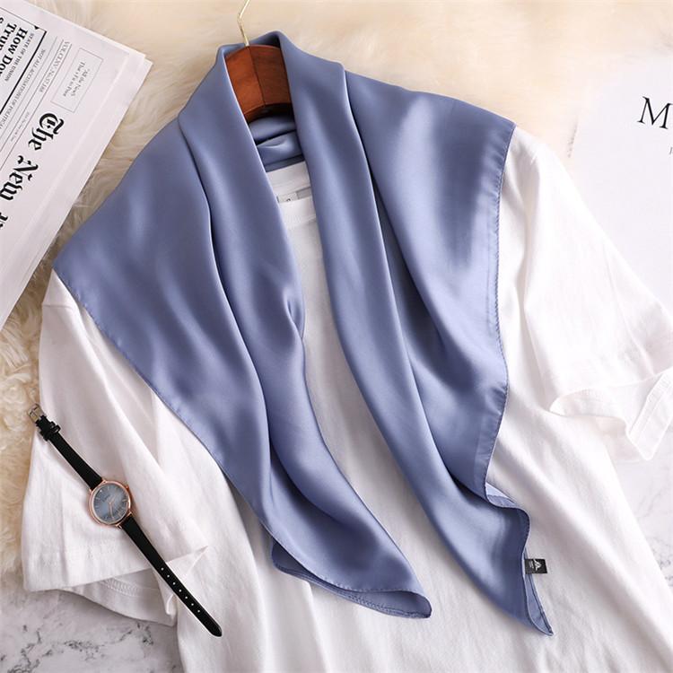 New Fashion Summer Silk Square Scarf Solid Women Satin Neck Hair Tie Band Soft Beach Hijab Head Female Foulard Free Shiping