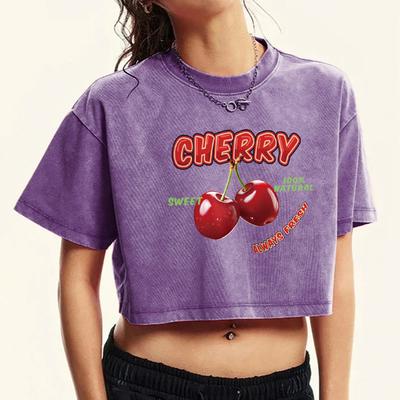 Cherry Sweet 100% Натуральная Женская Футболка с Принтом Модная Футболка с О-образным вырезом Удобная Одежда Приталенная Хлопковая Футболка Женская
