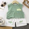 Summer Kids Cotton Vest Set With Letter Pattern For Toddler Boys Summer Wear