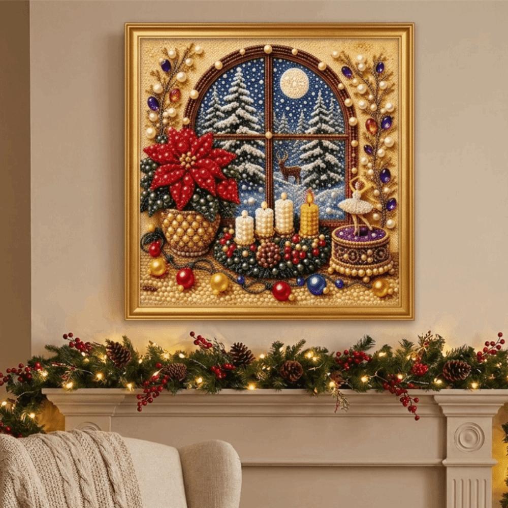 With Frame Christmas Painting Art Kit Gift Pearl Painting Set Christmas Decor Home Decoration