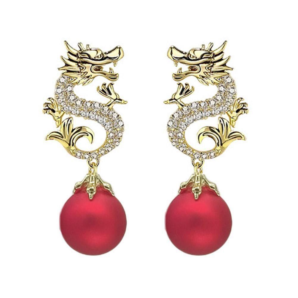 Висячие серьги с драконом зодиака, новогодние серьги китайского зодиака, висячие серьги с драконом из бисера, женские серьги