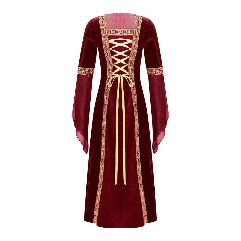 Детское винтажное платье эпохи Возрождения для девочек, готический средневековый костюм, платья макси, костюм для косплея на Хэллоуин