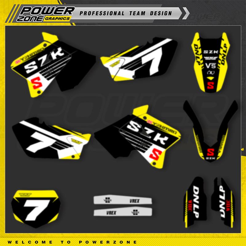 PowerZone Custom Team Motorcycle Graphic Decal Stickers Kit For SUZUKI RM250 2001-2012 RM125 250cc Name Number Custom