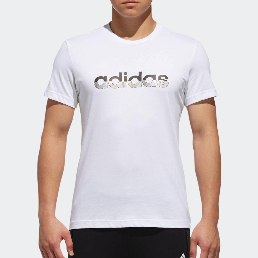 adidas Дышащая удобная футболка с круглым вырезом и коротким рукавом для мужчин, белые топы DM5214