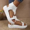 Sandals Women Summer 2024 Women Fashion Sexy Beach Wear Flat Shoes Solid Color Braided Knit O-Ring Cutout Platform Sandals