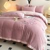 Light Luxury Autumn and Winter Milk Velvet Four-piece Bed Sheet Quilt Cover Bed Coral Velvet Embroidered Quilt Cover Warm Thickened Flannel