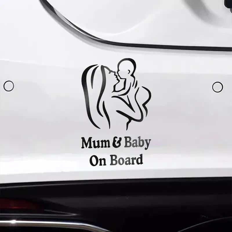 Mum and Baby on Board Sticker Car Warning Safety Creative Vinyl Film Decals Figure Styling Windshield Sticker Decor Accessories