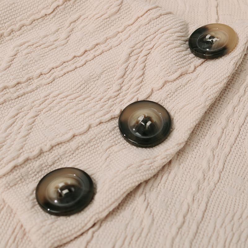 Осенний женский модный повседневный свитер с пуговицами, однотонный свитер с длинными рукавами и нерегулярными лацканами