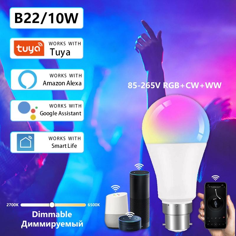 15 Вт TUYA Smart wifi лампа B22 E14 RGB светодиодная лампа E27 Alexa лампа Google Home 85-265 В CW WW волшебные лампочки с регулируемой яркостью голосовое управление
