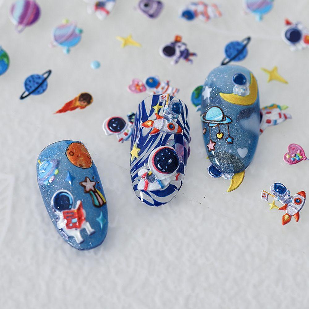 Клейкие маникюрные аксессуары 5D резные наклейки для ногтей DIY украшения для ногтей мультяшные наклейки для ногтей