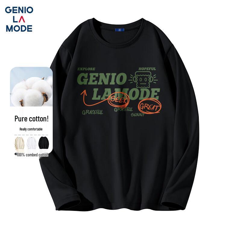 Мужская свободная футболка с драпировкой и длинным рукавом GENIOLAMODE
