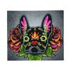 French Bulldog in Black Sugar Skull Dog Blanket Flannel Day of the Dead Warm Throw Blanket for Sofa Travel Plush Thin Quilt