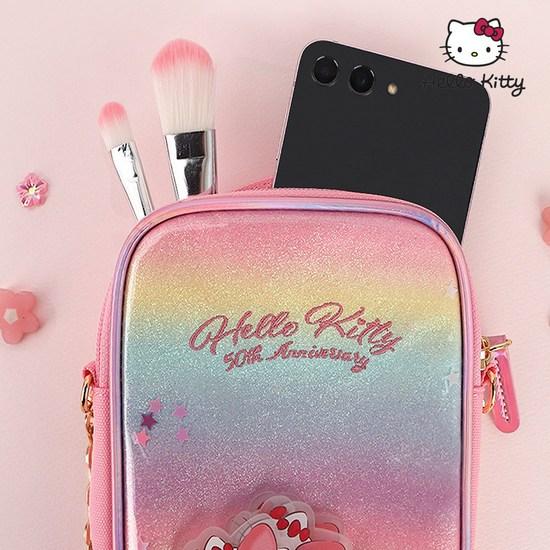 Сумка-кошелек Hello Kitty 50TH, сумка для аксессуаров для девочек, сумка для походных принадлежностей, сумка для мобильного телефона, детская сумка, популярный персонаж в Корее