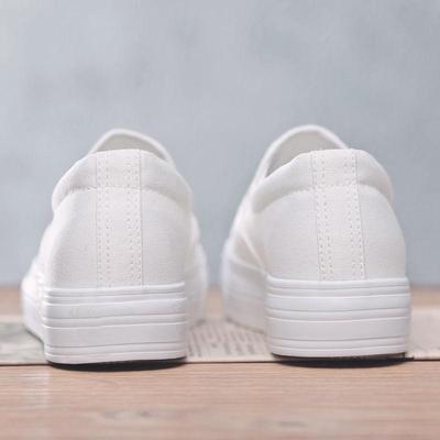 Весна 2025 Женские парусиновые слипоны на толстой подошве, Универсальные кроссовки в корейском стиле, Белый студенческий стиль для ленивых