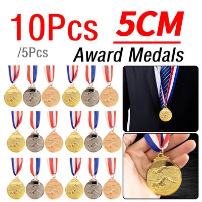 5/10 шт. Медали для плавания Металлические медали Победителя с шейной лентой Золотая Серебряная Бронзовая Медаль Призы за 1-е 2-е 3-е места для спортивных соревнований