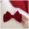 Бархатная красная заколка-бантик - Runaway Princess, осенне-зимний пушистый аксессуар для волос