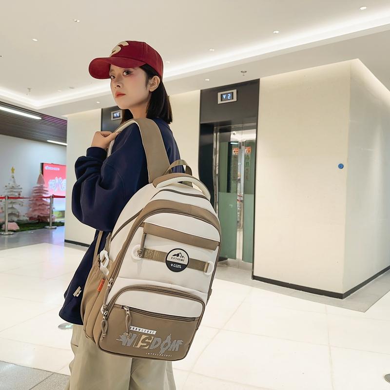 Рюкзак для школьников средней школы с цветными блоками и большой вместимостью для девочек и мальчиков
