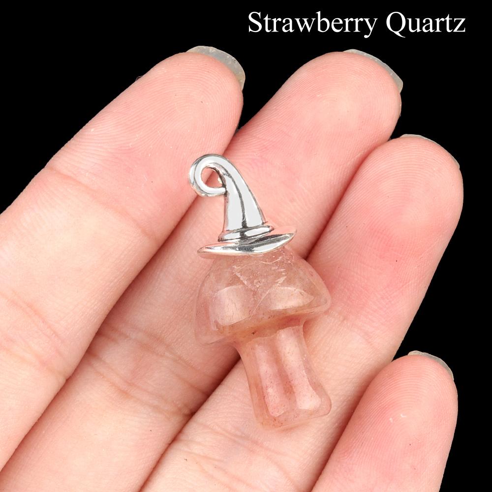 Хэллоуин Ведьмы Шляпа Натуральный Хрустальный Камень Гриб Подвеска Богемные Драгоценные Камни Подвески для Ожерелья Женщины Мужчины Изготовление Ювелирных Изделий Снова в Школу Ремесло