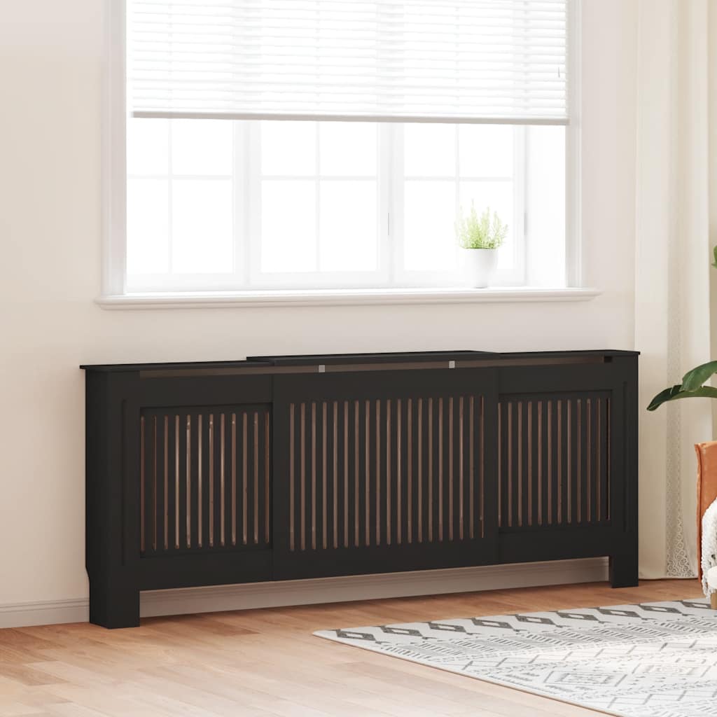 Wood Based Radiator Cover Black 205 cm