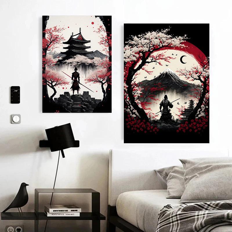 Японский замок, самурайский храм, холст, живопись, просто японский пейзаж, постеры и принты, настенные художественные картины для украшения дома