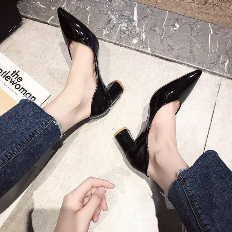 Обувь для женщин 2024 года, офисная женская летняя обувь, удобная и элегантная, с острым носком, белого цвета, со средним каблуком, по самой выгодной цене