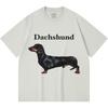 230GSM 100% Cotton T-Shirt Dachshund Print Tees Funny Harajuku Style Combed Cotton Tshirt