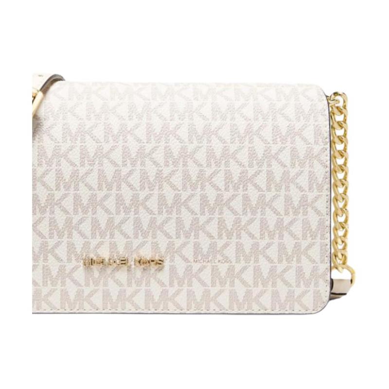 Michael Kors Сумка через плечо Jet Set с принтом логотипа из искусственной кожи, средняя, женская, светло-бежевая