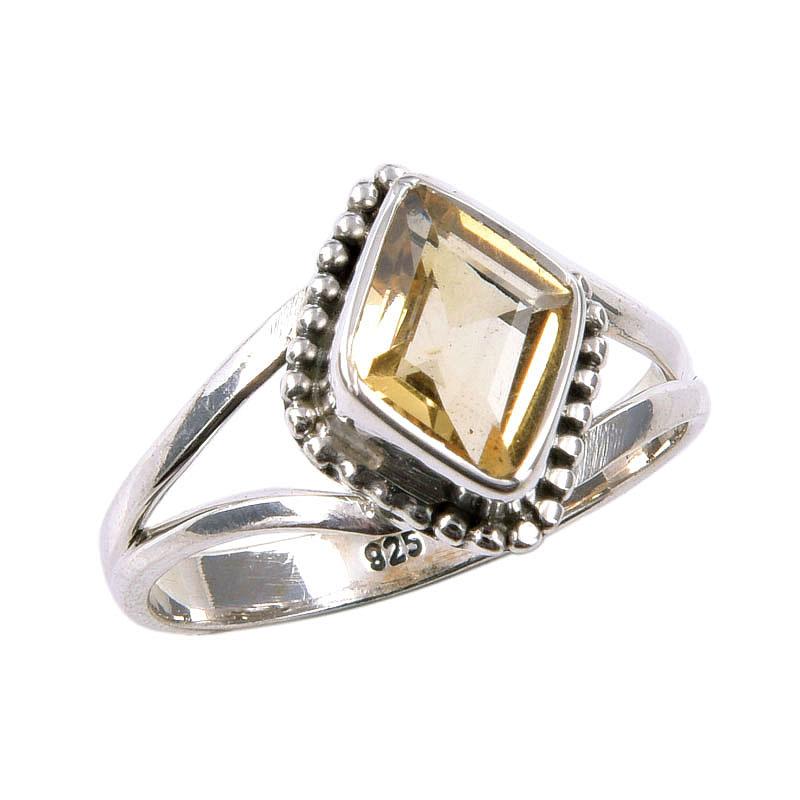 Natural Citrine Gemstone 925 Solid Sterling Silver Jewelry Ring Size 8.5 Z4p31