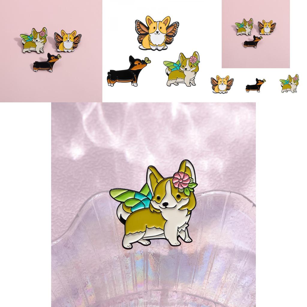 Charming Alloy Brooch In Cute Dog Design From Cartoon Animal Butterfly Series For Trendy Outfits