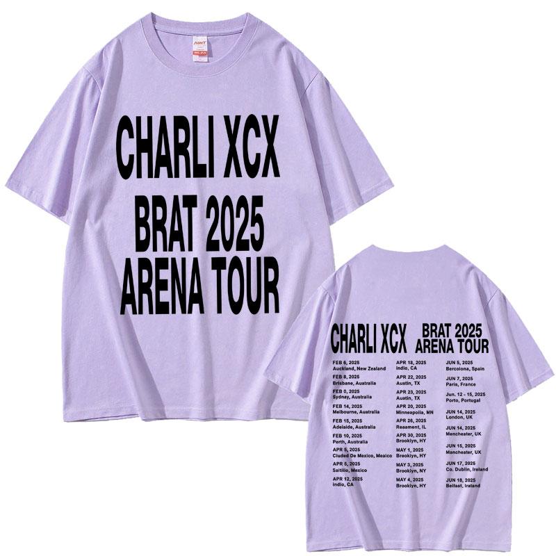 Charli Xcx Brat 2025 Арена Тур Футболки Унисекс Женская Мода Поп Музыка Футболки Хлопок Оверсайз Короткий Рукав Футболка Уличная Одежда
