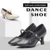 Leather Close Toe Modern Dance Shoes for Women Girls Ballroom Waltz Latin Dancing Shoes Heel 5CM
