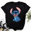 Disney Lilo Stitch Cute Cartoon Print Women T-Shirt Summer Streetwear Short Sleeve T Shirt Fashion Casual Female Clothes Tops