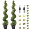 2 Pack 5' Artificial Boxwood Topiary Tree Faux Plant UV Decor In/Outdoor