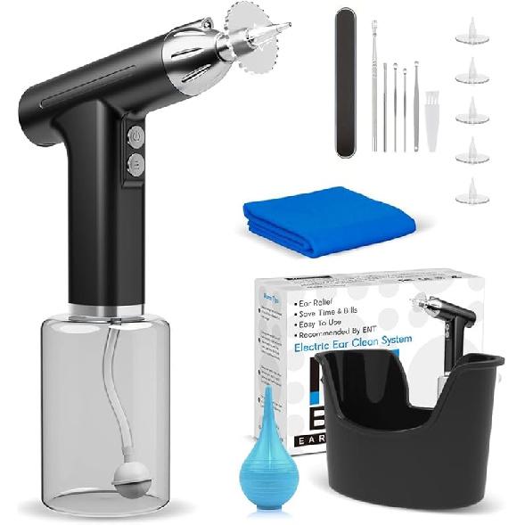 Ear Wax Removal Kit, Electric Ear Cleaner with Ear Irrigation System, Safe and Effective Ear Wax Removal Tool with LED Light & 3 Water Pressure