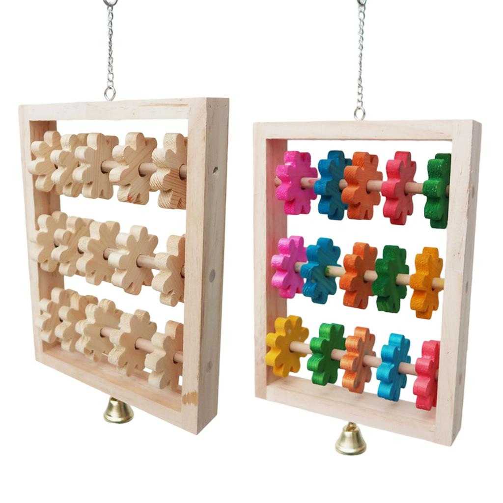 Natural Wood Parrot Chewing Puzzle Toy Hanging Swing Climbing Perch Block For Small Medium Birds Playtime Activity