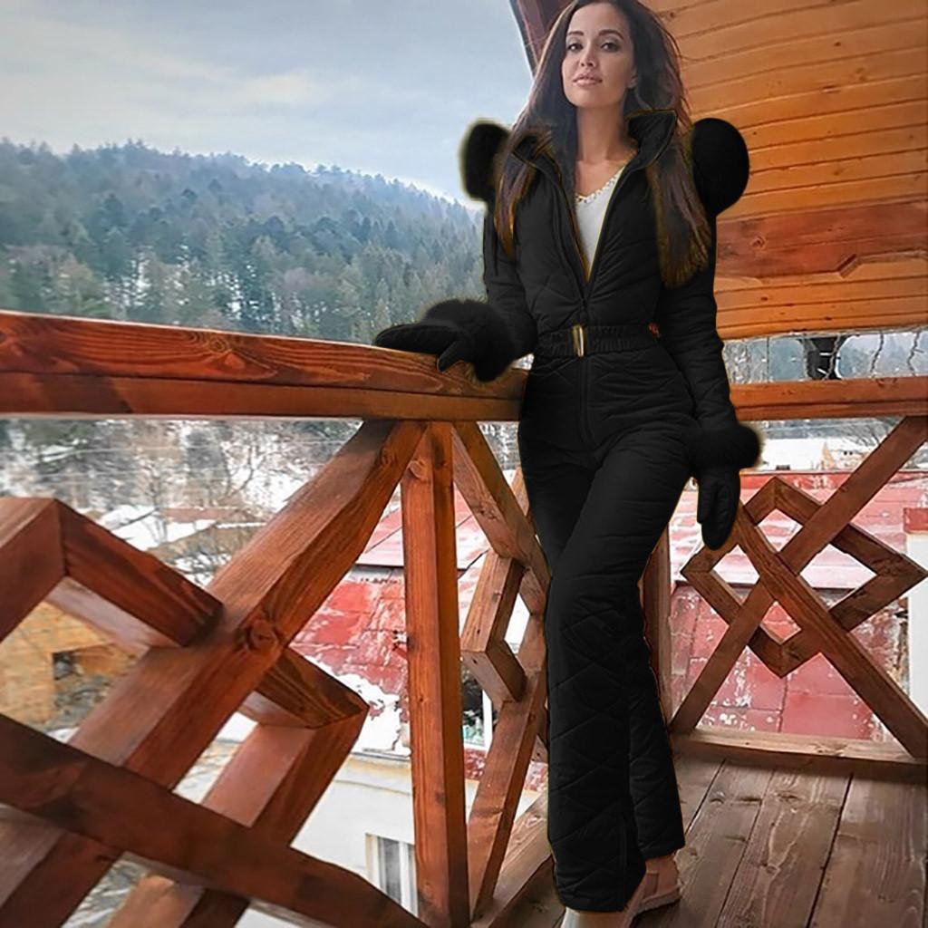 Women Fashion Casual Thick Hot Snowboard Skisuit Outdoor Sports  Zipper Ski Suit