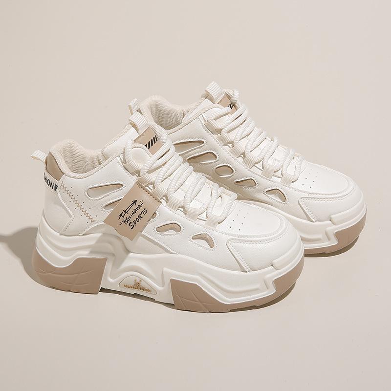 2024 Осень Новые Высокие Кеды Маленькие Белые Туфли Инс Корейская Версия Универсальные Кроссовки на Платформе Повседневные Кроссовки Папины Кроссовки Девушка