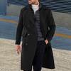 Men Overcoat Autumn Winter Lapel Collar Double-breasted Solid Color Pocket Long Sleeves Casual Loose Thick Warm Male Mid-length Coat Jacket Outwear