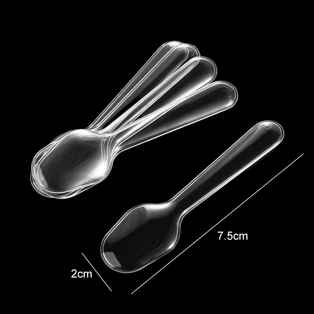 100pcs Transparent Disposable Flatware Spoons Plastic Disposable Clear Plastic Spoons Jelly Pudding