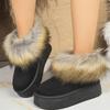 Fashion Faux Suede Furry Snow Boots for Women Winter Fashion Round Toe Slip On Ankle Boots Woman Anti Slip Platform Warm Booties Mujer