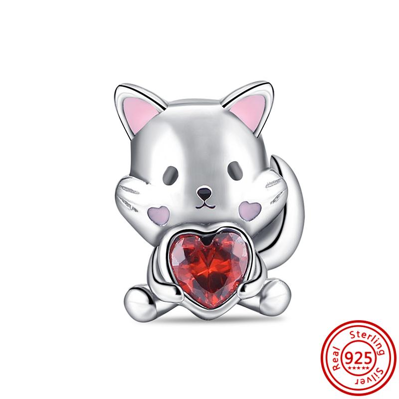 925 медь Милая серия животных Кошка Собака Слон Единорог Птица Подвеска Бусины удачи Подходят для оригинального браслета с шармами Pantaro DIY Циркон