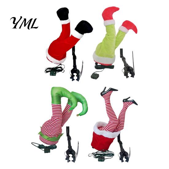 Xmas Tree Accessory Christmas Elf Shaking Leg Decoration, Electric Santa Claus Embellishments for Tree, cHalf Body Ormament Party Ornament