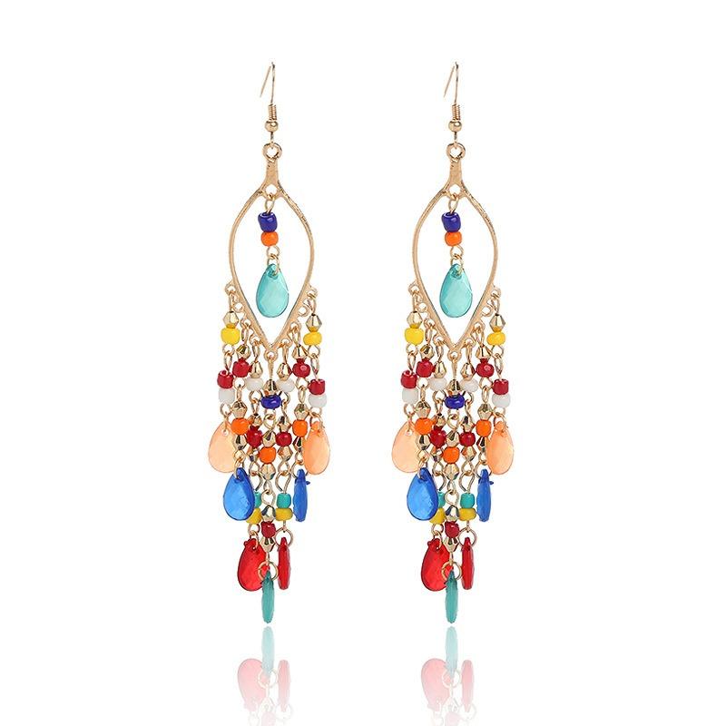 Boho Style Beaded Tassel Earrings Exquisite All-Match Lady Earrings Fashion Elegant Earring
