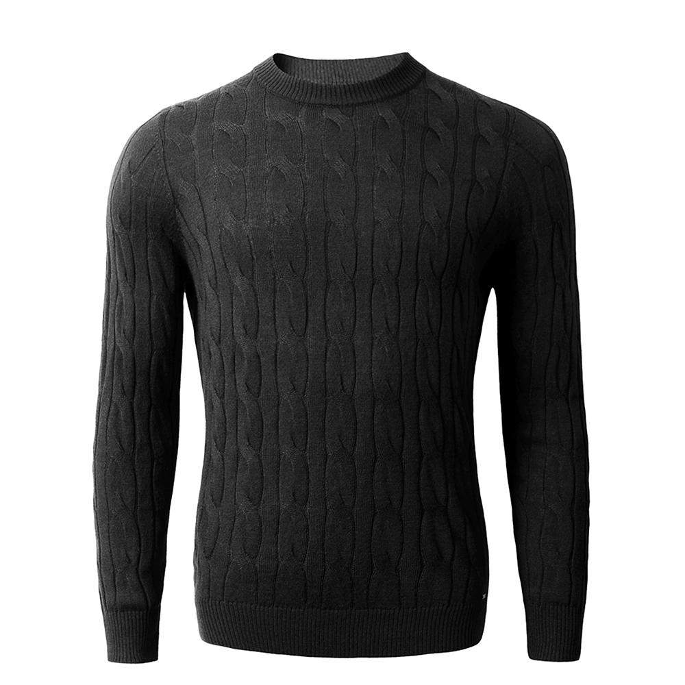 Men's Casual Argyle Crewneck Sweaters Thermal Cable Knit Pullover Sweater