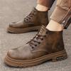 2025 New Genuine Leather MEN'S BOOTS with Retro Style Leather Boots Thick Soles Wear-resistant MEN'S High Top Casual Shoes