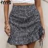 Women's Fashion Casual Black Floral Print Summer Spring Skirts