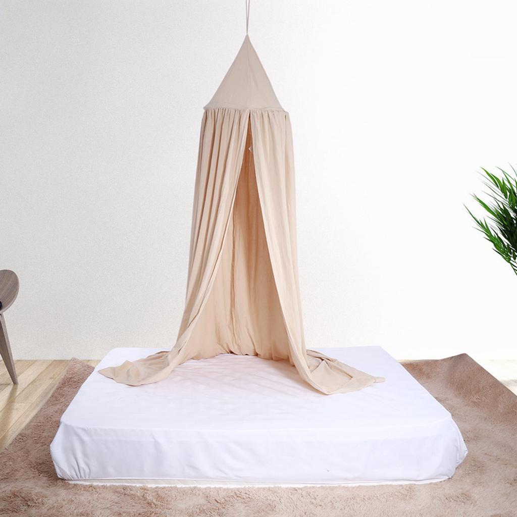 Round Dome Hanging Bed Canopy Mosquito Net Curtain for Baby Kid Reading Playing (Khaki)